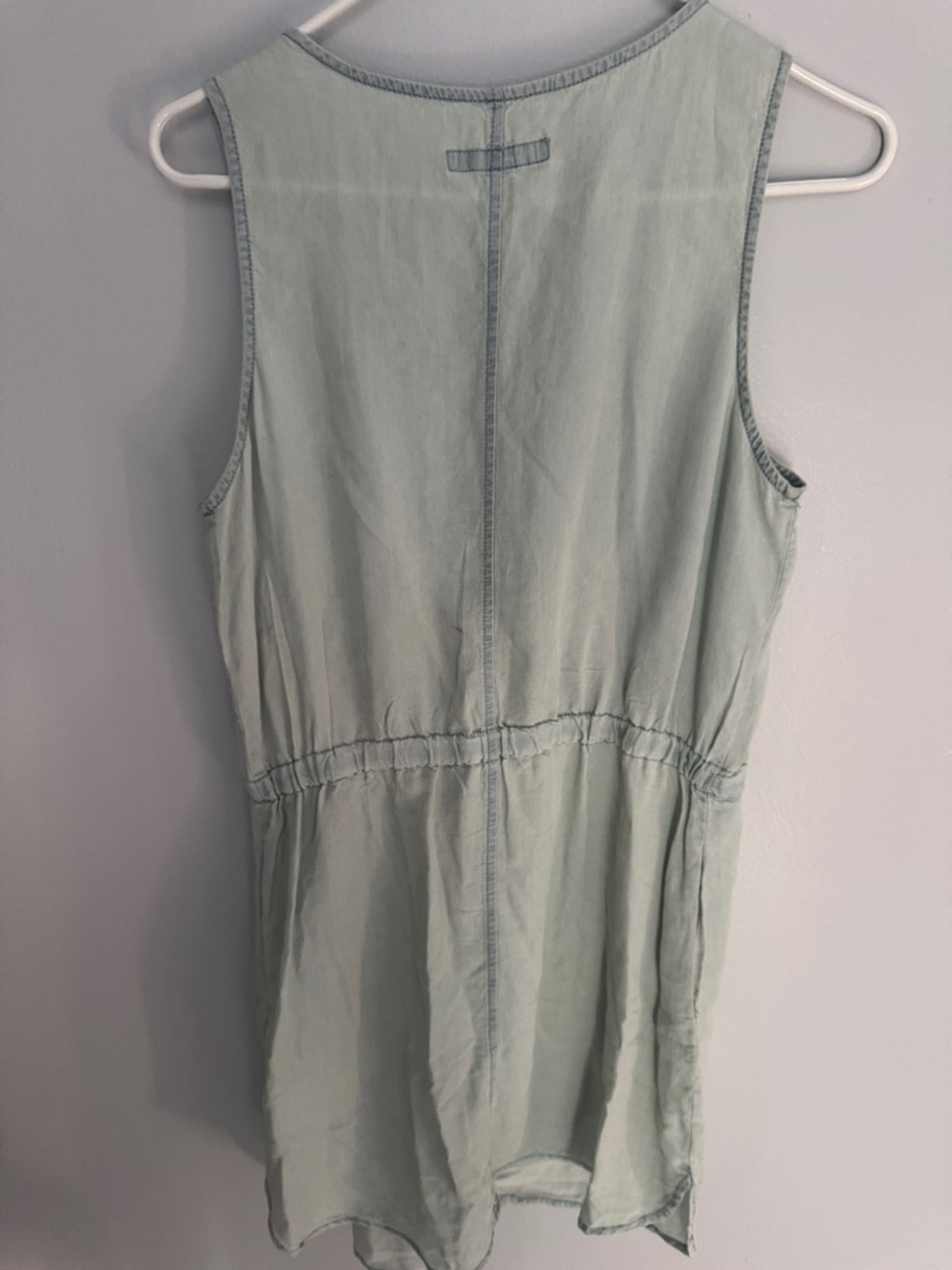 Harper Light Wash Denim Mini Dress in Pale Blue - Picture 3 of 3